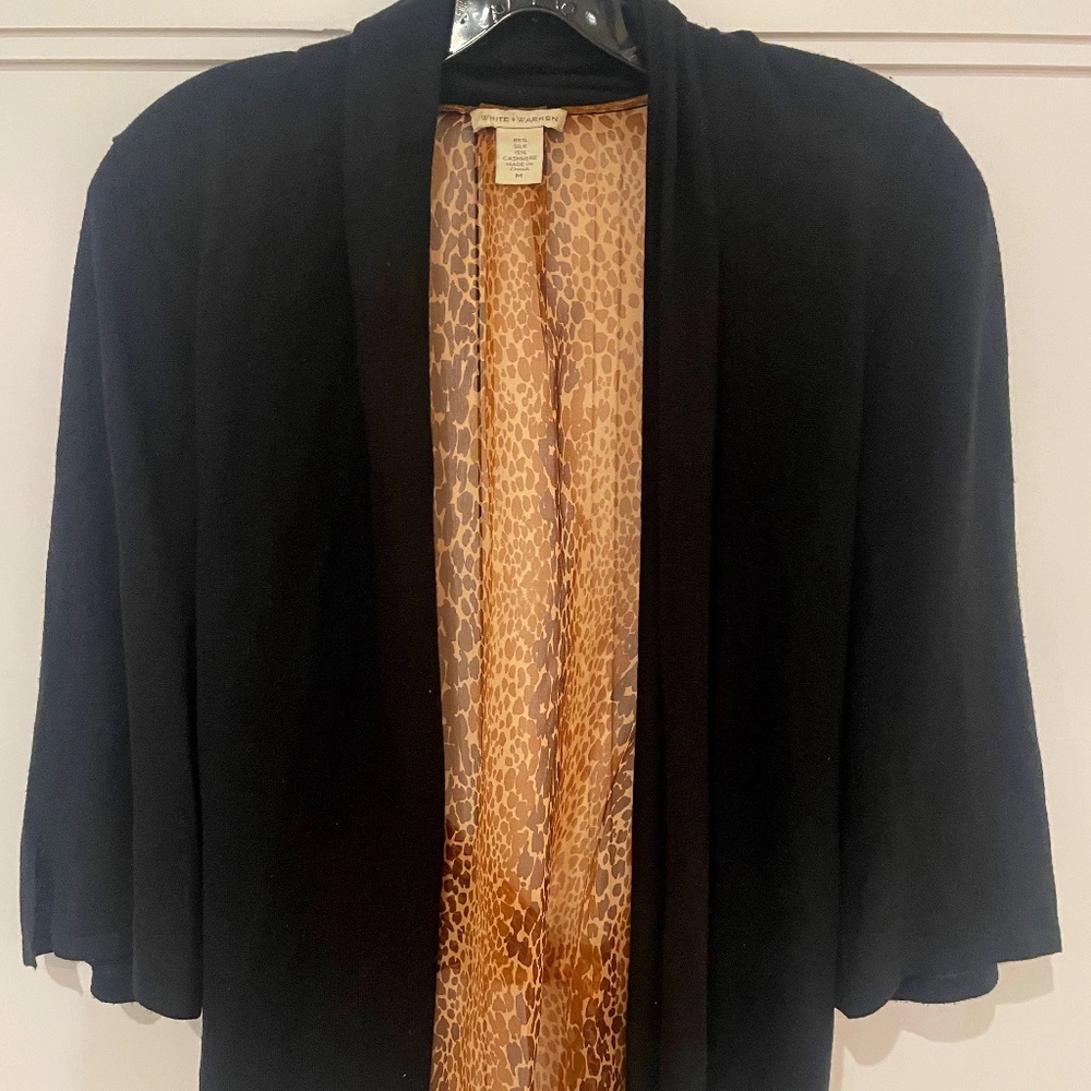 White & Warren Cashmere/Silk Sweater - Leopard/Black